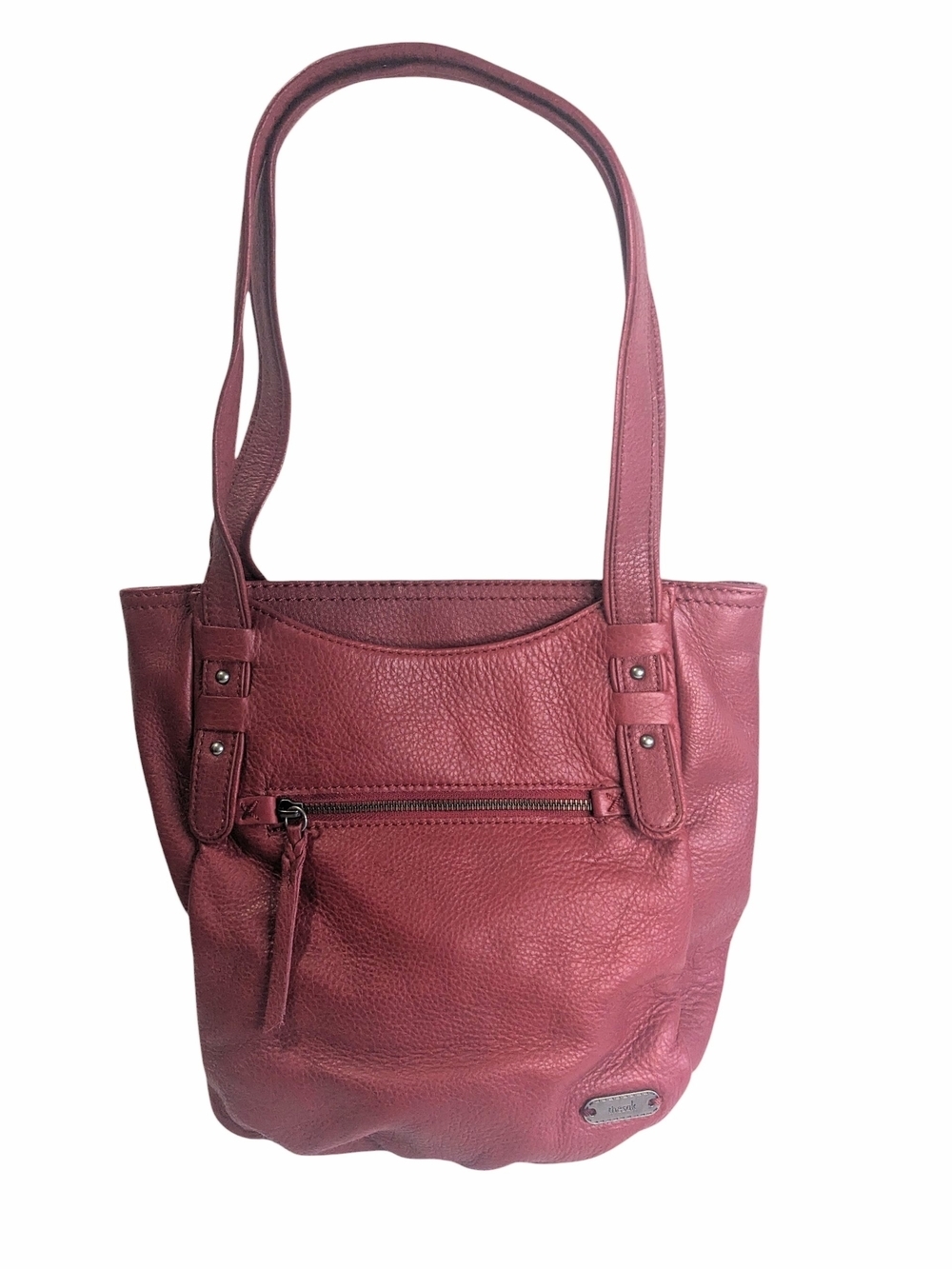 The Sak Soft Pebbled Leather Shoulder Bag in Red In Good Condition